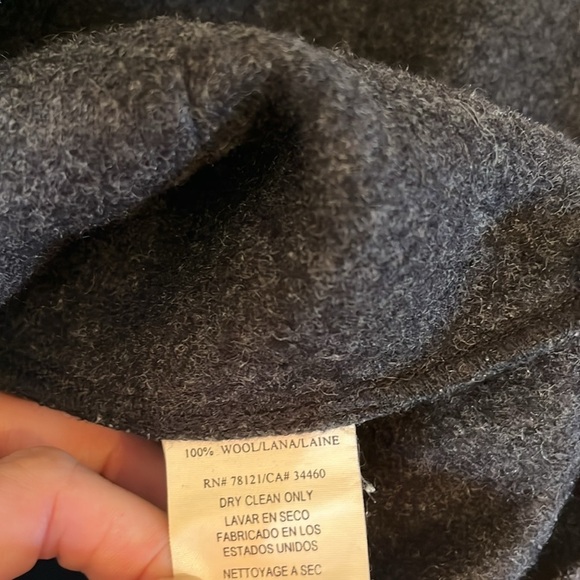 Eileen Fisher | Lightweight Boiled 100% Wool High Collar Jacket Charcoal Large - Picture 6 of 8